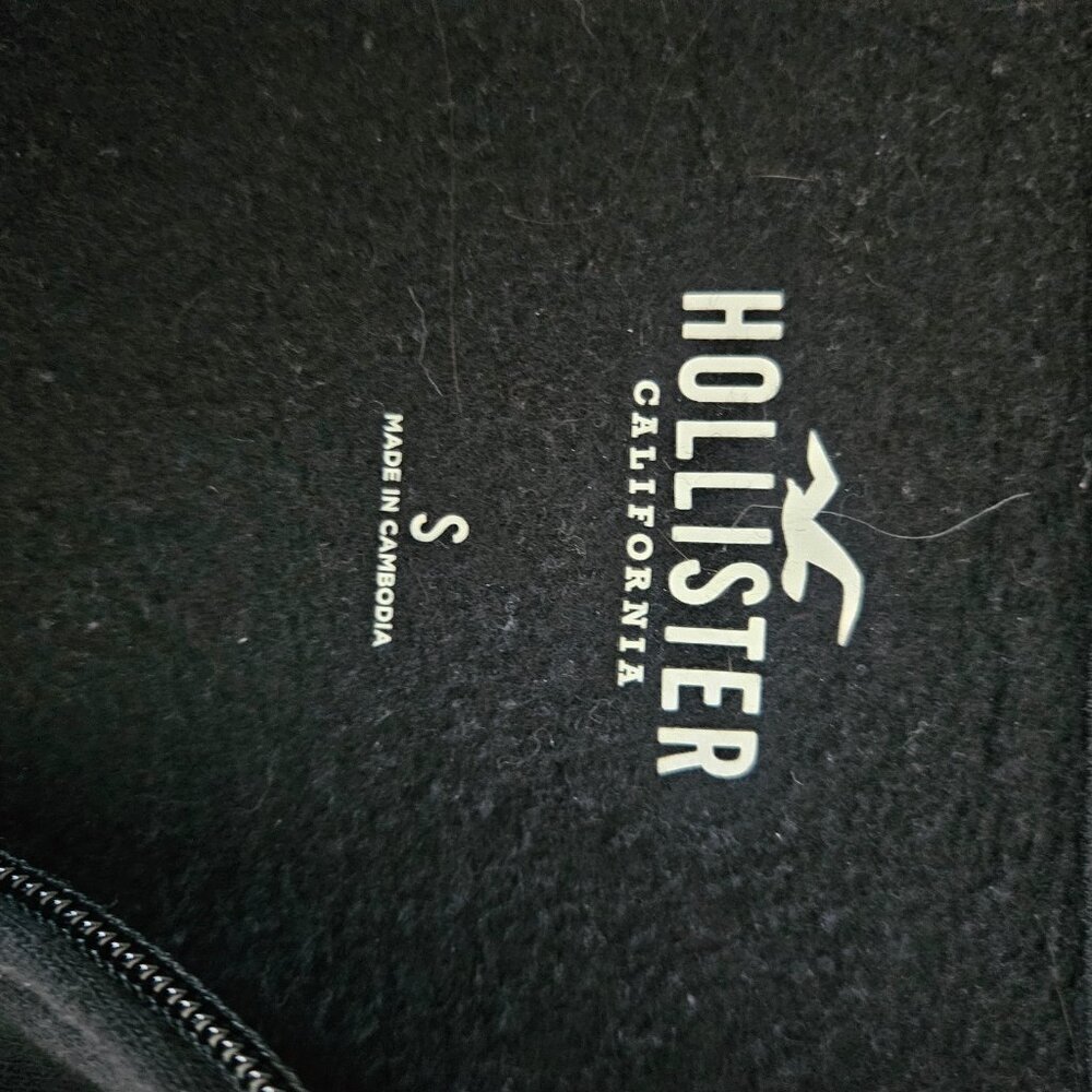 Hollister Black Feel Good Fleece Zip Up Small Hoodie Sweatshirt - Picture 4 of 7